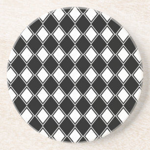 black and white harlequin diamond pattern zandsteen onderzetter