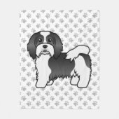 Black and White Havanese Cute Cartoon Dog Fleece Deken (Voorkant)