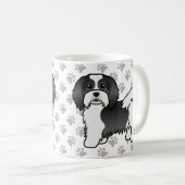 Black and White Havanese Cute Cartoon Dog Koffiemok (Voorkant rechts)