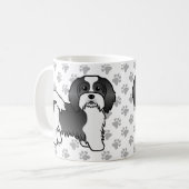 Black and White Havanese Cute Cartoon Dog Koffiemok (Voorkant links)