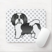 Black and White Havanese Cute Cartoon Dog Muismat (Met muis)