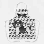 Black and White Havanese Cute Cartoon Dog & Name Schort (Voorkant)
