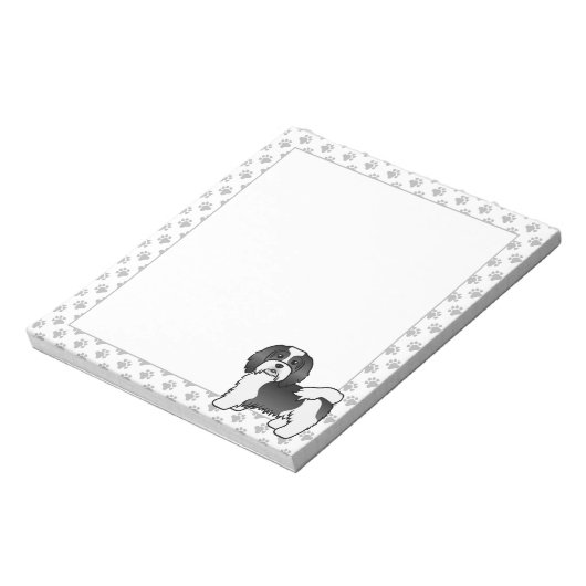 Black and White Havanese Cute Cartoon Dog Notitieblok (Linkerzijde)
