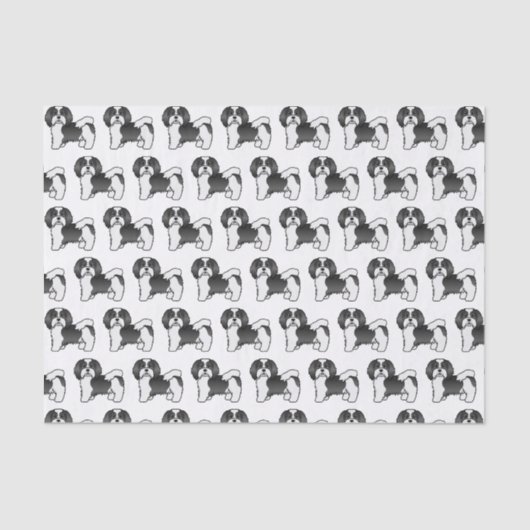 Black and White Havanese Cute Cartoon Dog Pattern Tissuepapier (Voorkant)