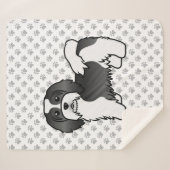 Black and White Havanese Cute Cartoon Dog Sherpa Deken (Voorkant (horizontaal))