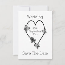 Black and White Heart Butterflies slaan de datum o