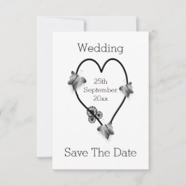 Black and White Heart Butterflies slaan de datum o Save The Date