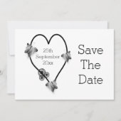 Black and White Heart Butterflies slaan de datum o Save The Date (Voorkant)