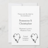 Black and White Heart Butterflies slaan de datum o Save The Date (Achterkant)