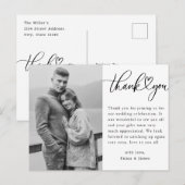 Black and White Heart Foto Weddenschap Bedankt Briefkaart (Voorkant / Achterkant)