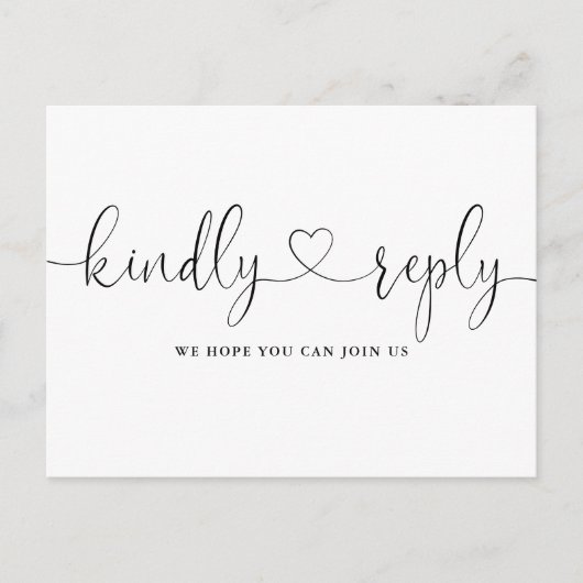 Black and White Heart Script Song Request RSVP Uitnodiging Briefkaart (Voorkant)