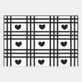 Black and White Hearts Cute Valentijnsdag Pattern Inpakpapier Vel (Voorkant 2)