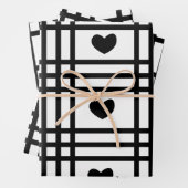 Black and White Hearts Cute Valentijnsdag Pattern Inpakpapier Vel (In situ)
