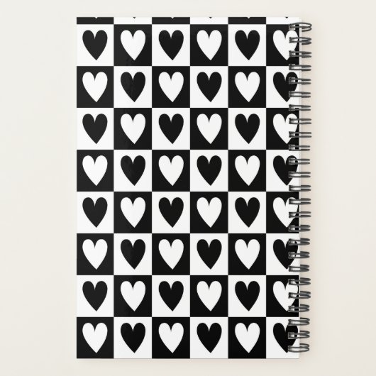 Black and White Hearts Love Planner Notebook (Achterkant)
