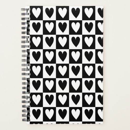 Black and White Hearts Love Planner Notebook (Voorkant)