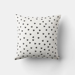 Black and White Hearts Pattern Monochrome Kussen
