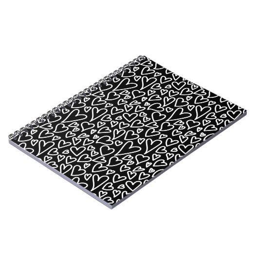 Black and White Hearts Printed Cover Notebook Notitieboek (Linkerzijde)