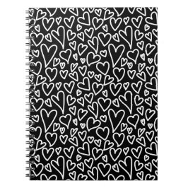 Black and White Hearts Printed Cover Notebook Notitieboek