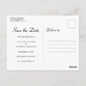 Black and White Hearts Script De datum opslaan Briefkaart (Achterkant)
