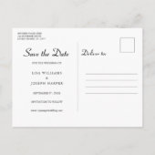 Black and White Hearts Script Save the Date Aankondigingskaart (Achterkant)