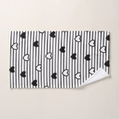 Black and White Hearts Valentijn Pattern Bad Handdoek (Handdoek)