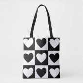 Black and White Hearts Valentijnsdag Pattern Tote Bag (Voorkant)