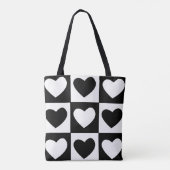 Black and White Hearts Valentijnsdag Pattern Tote Bag (Achterkant)