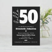 Black and White Hello 50 Fabulous Birthday Bold Kaart (Staand voorkant)