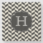 Black and White Herringbone Chevron Pattern Stenen Onderzetter (Voorkant)