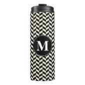Black and White Herringbone Chevron Pattern Thermosbeker (Voorkant)