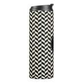 Black and White Herringbone Chevron Pattern Thermosbeker (Gedraaid links)