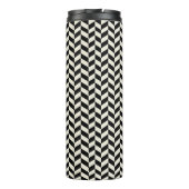 Black and White Herringbone Chevron Pattern Thermosbeker (Achterkant)