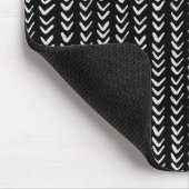 Black and White Herringbone Pattern Mousepad Muismat (Hoek)