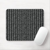 Black and White Herringbone Pattern Mousepad Muismat (Met muis)