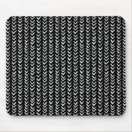 Black and White Herringbone Pattern Mousepad Muismat