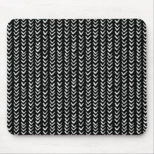 Black and White Herringbone Pattern Mousepad Muismat