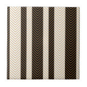 Black and White Herringbone Pattern Tegeltje (Voorkant)