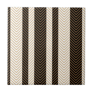 Black and White Herringbone Pattern Tegeltje