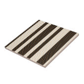 Black and White Herringbone Pattern Tegeltje (Zijkant)