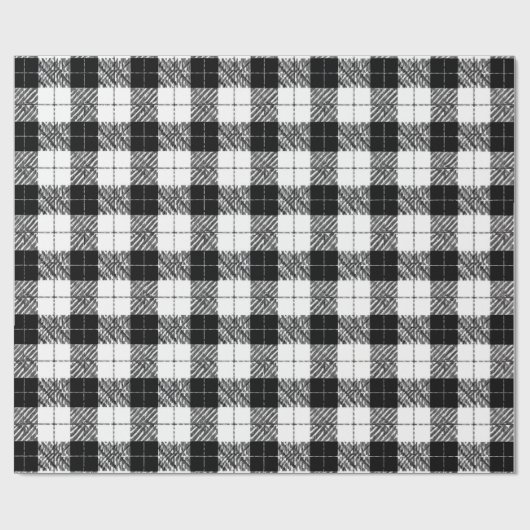 Black and White Herringbone Wrapping Paper Cadeaupapier (Vlak)