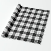 Black and White Herringbone Wrapping Paper Cadeaupapier (Uitgerold)