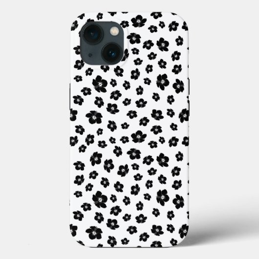 Black and White Hibiscus Floral Case-Mate iPhone Case (Achterkant)