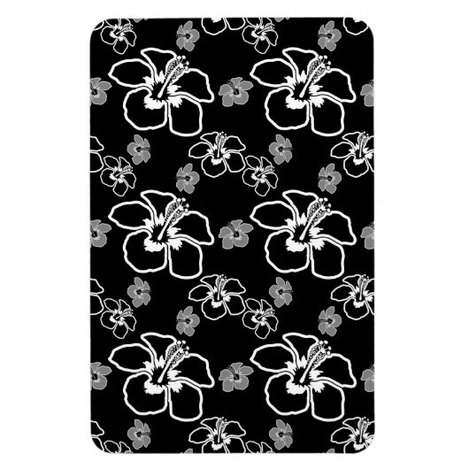 Black and White Hibiscus Hawaiian Pattern Magneet (Verticaal)
