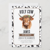 Black and White Highland Koe Verjaardagsfeest Kaart (Voorkant)