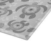 Black and White Honu Sea Turtles Hibiscus Flowers Snijplank (Hoek)