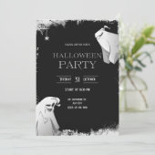 Black and White Horror Spook Halloween Party Kaart (Staand voorkant)