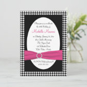Black and White Houndstooth 30th Birthday Invite Kaart (Staand voorkant)
