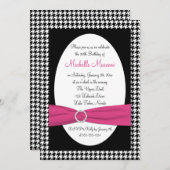 Black and White Houndstooth 30th Birthday Invite Kaart (Voorkant / Achterkant)