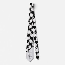 "Black and White Houndstooth" Groom's Wedding Stro Stropdas