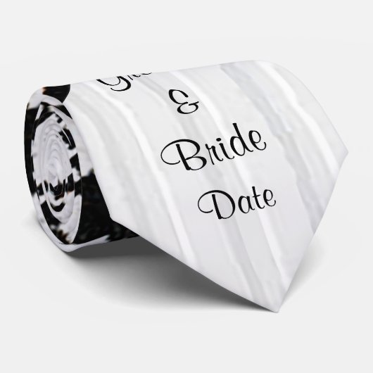 "Black and White Houndstooth" Groom's Wedding Stro Stropdas (Opgerold)